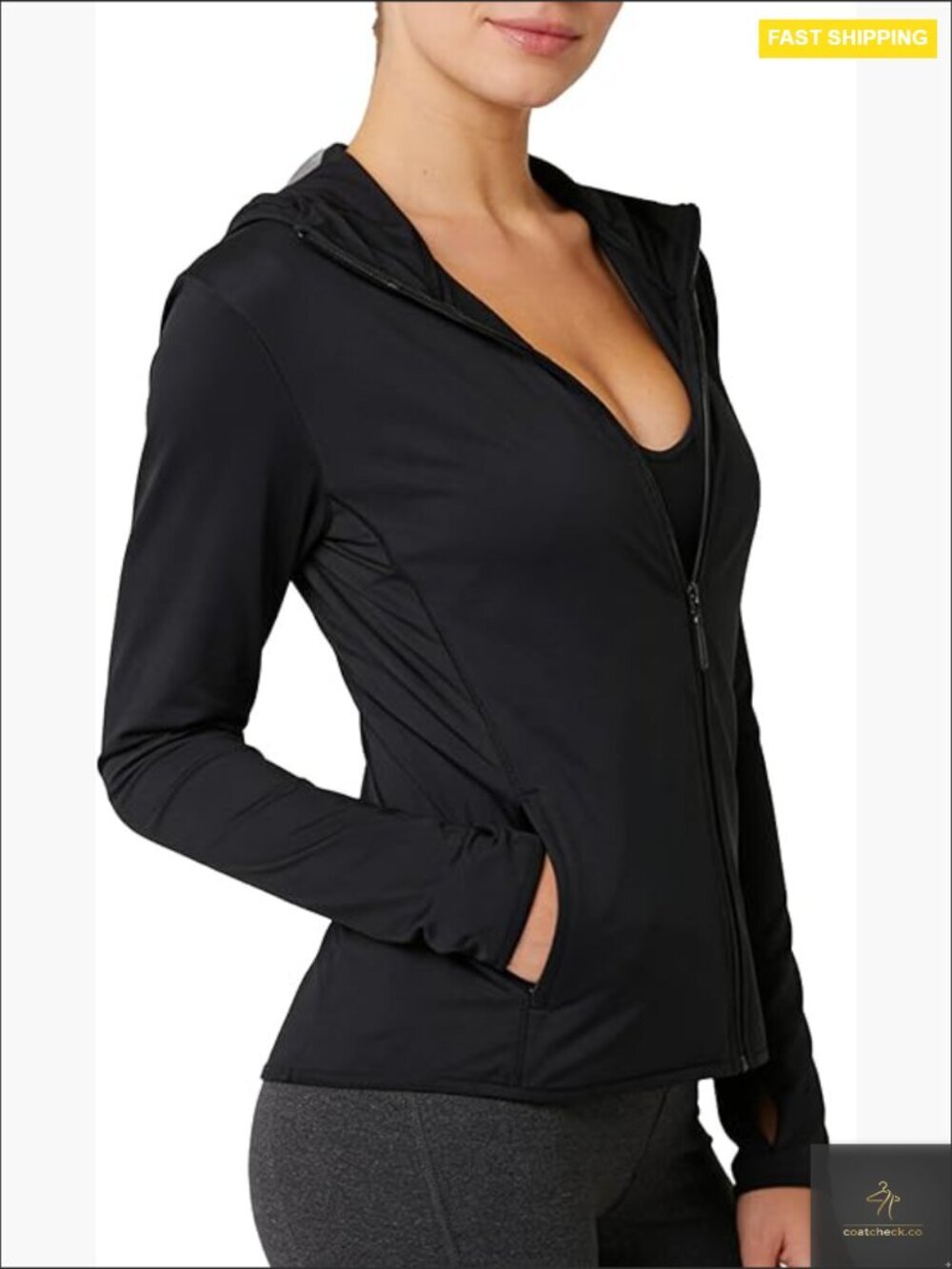 Zip Up Hoodie UPF 50+ Sun Protection Lightweight Athletic Jacket with Pockets